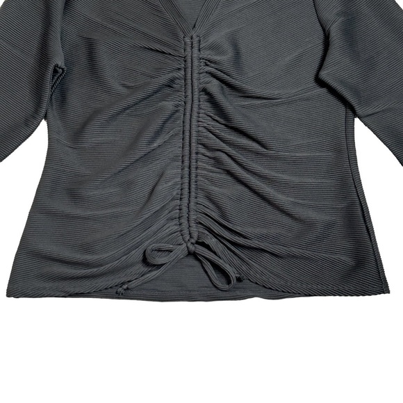 BOLD ELEMENTS Blouse Ties up the front 3/4 sleeves Black Juniors XL Like New - Picture 5 of 10